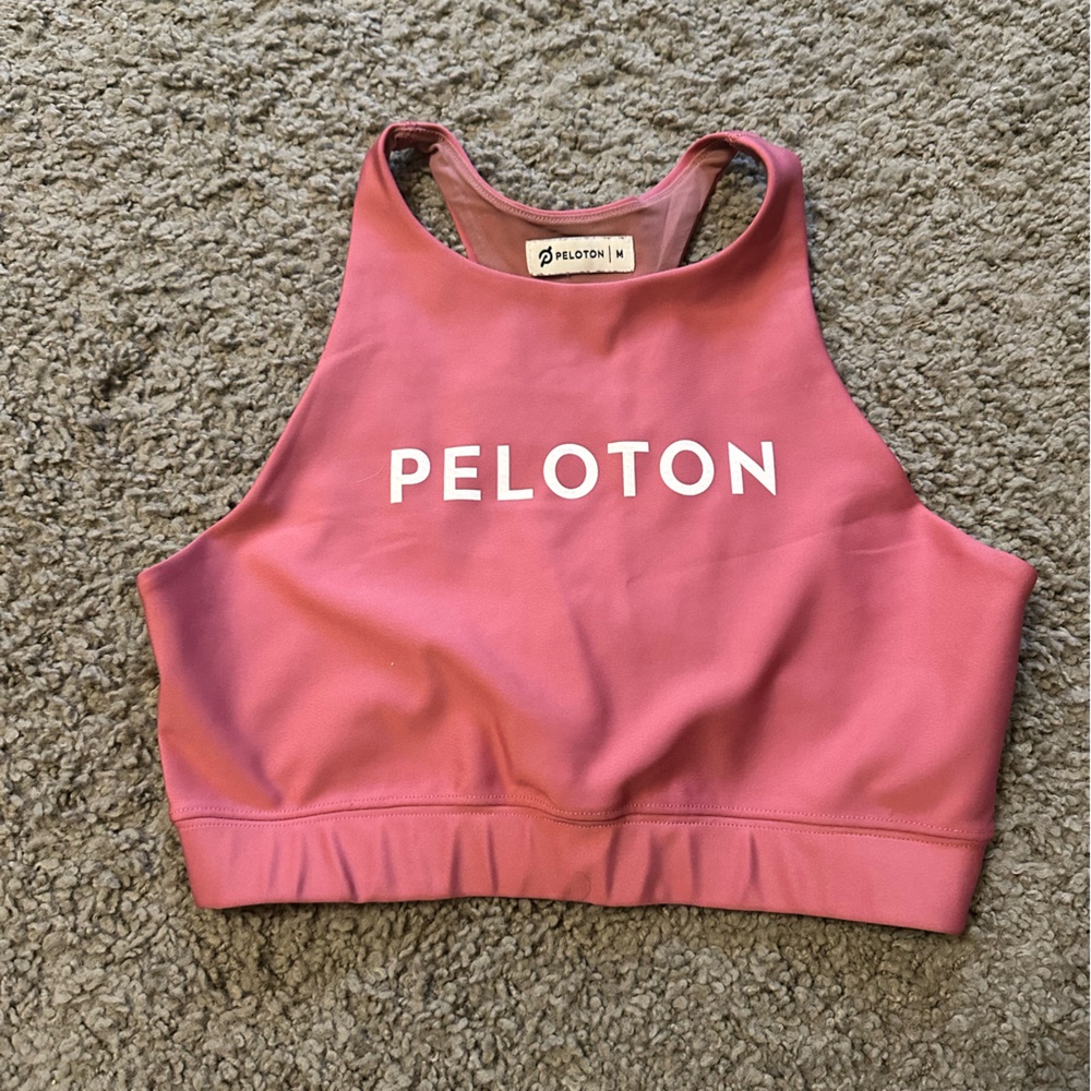 Peloton pink sports bra